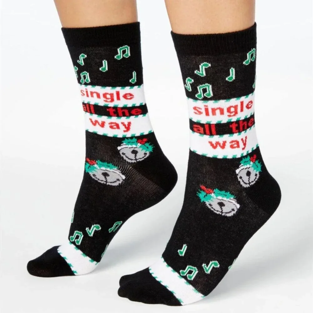 Charter Club Women's Single All The Way Crew Socks, 1 Pair, Black, One Size